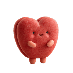 Cute Heart Character Icon - 3D Kawaii Love Design
