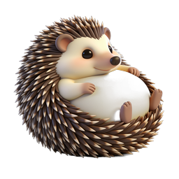 可爱卡通刺猬 3D 图标 | 可爱的动物角色