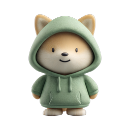 Cute Hoodie Dog Character Icon - Adorable 3D Mascot