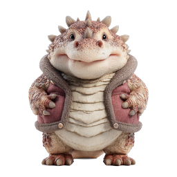 Cute Horned Lizard Character 3D Render with Vest