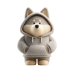 Cute Husky Hoodie Character 3D Icon - Adorable Pet Mascot
