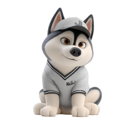 Cute Husky Puppy Character Wearing Baseball Cap Icon