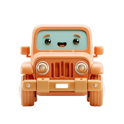 Süßes Kawaii-Jeep-Charakter 3D-Icon - Niedliches Fahrzeug