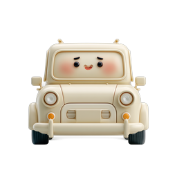 Cute Kawaii Car Icon - Adorable 3D Cartoon Vehicle