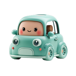 Icona auto Kawaii carina - Adorabile veicolo 3D in stile cartoon