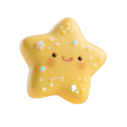 Cute Kawaii Star Icon - Adorable 3D Clay Style