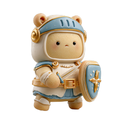 Cute Clay Knight Bear Character Icon - 3D Rendered