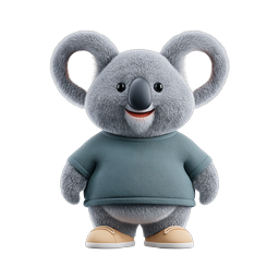 Adorable 3D Koala Character in Teal Sweater