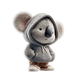 Adorable 3D Koala Character in Cozy Hoodie