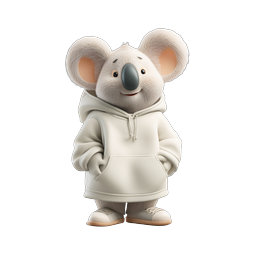 Cute Koala in Hoodie 3D Cartoon Character Icon