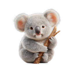 Ícone de Coala Fofo - Ilustração 3D Realista de Vida Selvagem