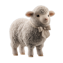 Cute Lamb with Bow Tie Realistic 3D Icon
