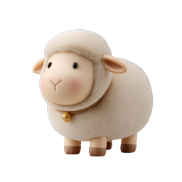 Adorable 3D Lamb Character Icon - Cute Fluffy Sheep