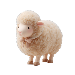 Cute Lamb Figurine 3D Icon | Adorable Sheep Character