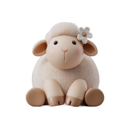 Cute 3D Lamb with Daisy Flower Icon