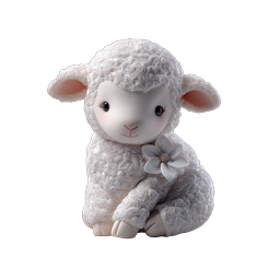 Adorable 3D Lamb Figurine with Flower Icon