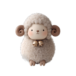 Cute Lamb Icon - Adorable 3D Sheep Character with Bells