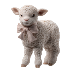 Cute Lamb with Pink Bow - Realistic Animal Icon