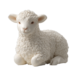 Cute 3D Lamb Icon - Adorable Baby Sheep Figurine