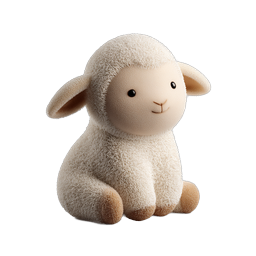 Cute Fluffy Lamb Plush Toy Icon - Realistic 3D Render