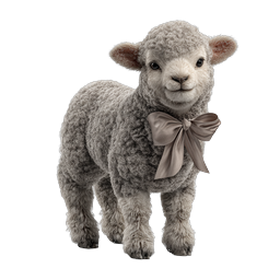 Cute Baby Lamb with Bow Realistic Icon