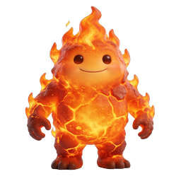 Icône de monstre de lave mignon - adorable personnage élémentaire de feu