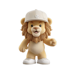 Cute 3D Lion Character with Cap and Sneakers Icon