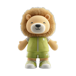 Cute Lion Character 3D Icon - Friendly Mascot Design