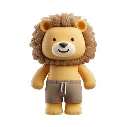 Cute Cartoon Lion Character 3D Icon