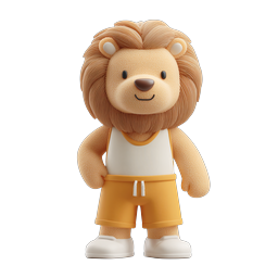 Cute Lion Character 3D Icon - Adorable Mascot