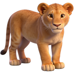 Cute 3D Lion Cub Character Icon for Wildlife Apps