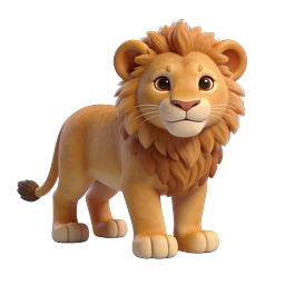Cute Cartoon Lion Cub 3D Icon - Adorable Wildlife Character