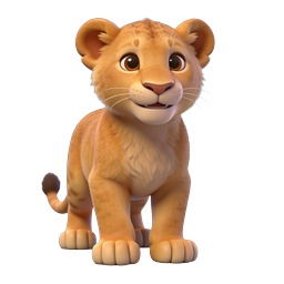 cute playful lion cub icon for children's themes