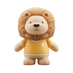 Ícone de Mascote de Leão Fofo - Personagem de Time Esportivo Renderização 3D