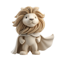 Cute Clay-Style Lion Superhero Icon with Cape