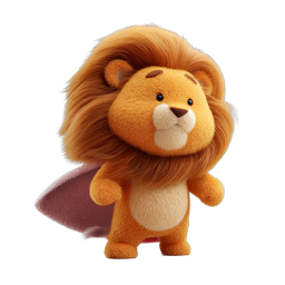 かわいいライオンスーパーヒーロー3Dアイコン - 愛らしい動物マスコット