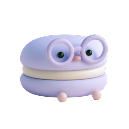 Adorable Macaron Character with Glasses - 3D Clay Icon
