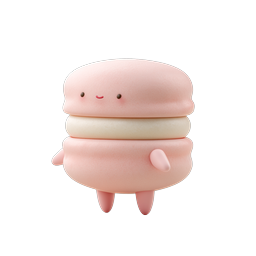 Cute Pink Macaron Character - Kawaii 3D Dessert Icon