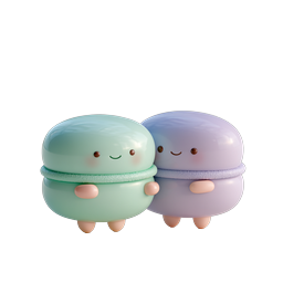 Cute Macaron Characters - Kawaii 3D Clay Icon Duo