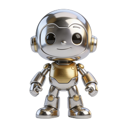 Cute Metallic Robot Icon - Friendly AI Mascot Design
