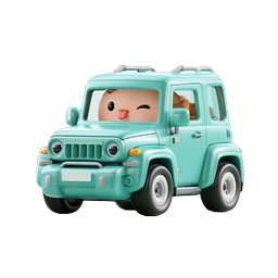 Icône de mini SUV mignon style pâte à modeler avec personnage kawaii