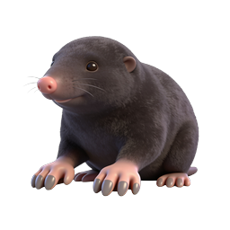 Cute Mole Character Icon - Adorable 3D Wildlife Illustration