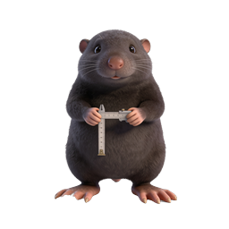Cute 3D Mole Character Holding Measuring Caliper Icon