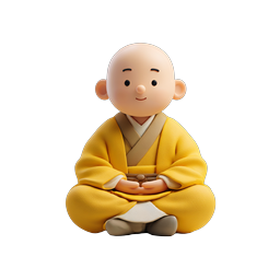 Cute Monk Meditation 3D Clay Icon