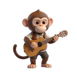 Cute Monkey Playing Guitar Icon for Fun Designs