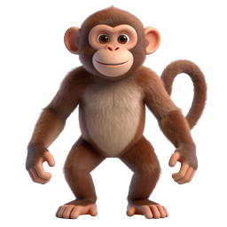 Cute Monkey Icon - Playful Cartoon Style for Kids