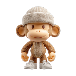 ไอคอนตัวละครมาสคอตลิงสุดน่ารัก - 3D Render
