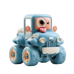 Cute Monster Truck Character - 3D Clay Style Icon