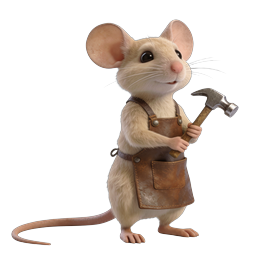 Cute Mouse Craftsman with Hammer - 3D Icon