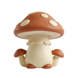Icona personaggio fungo carino - Design in stile argilla 3D